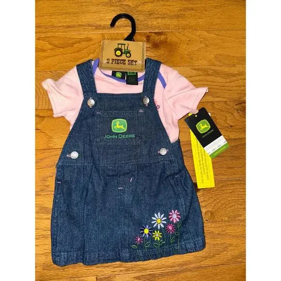 NWT John Deere size 6-9 months girl dress Blue Jean Jumper 6 9 Months - Picture 1 of 5